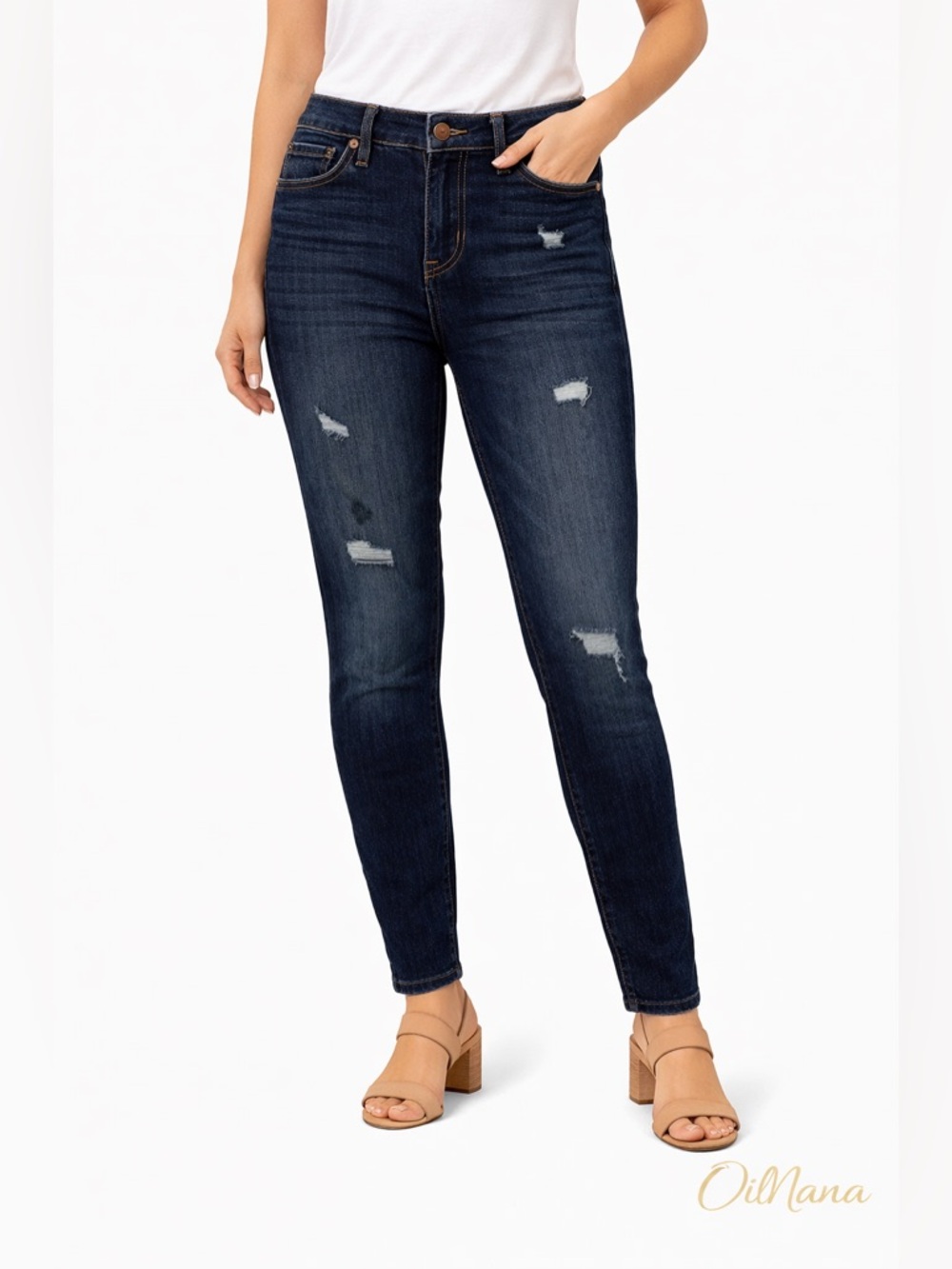 Hollister distressed mid rise super‎ skinny jeans size 26/30 med wash